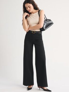 Abercrombie & Fitch Black Wide-Leg High-Rise Pants